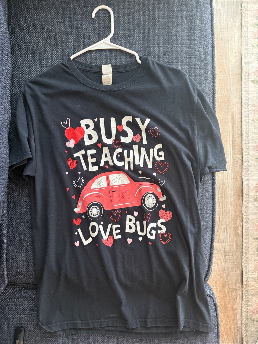 Busy Teaching Love Bugs Graphic Tee - Black with Red Accents